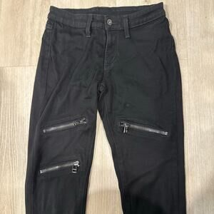 Carmar Black Low Rise Zipper Detail Skinny Jeans Goth Punk Grunge Rocker Size 26
